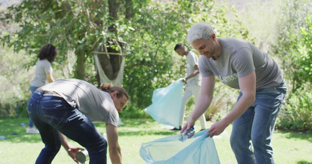 Group of Volunteers Collecting Litter in Park - Download Free Stock Images Pikwizard.com