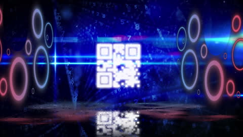 Futuristic Neon QR Code in Digital Cyberspace