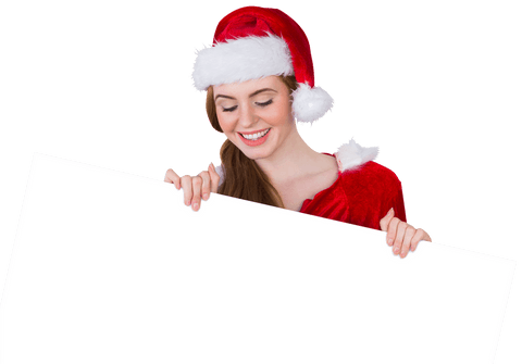 woman in santa costume holding blank transparent signboard - Download Free Stock Videos Pikwizard.com