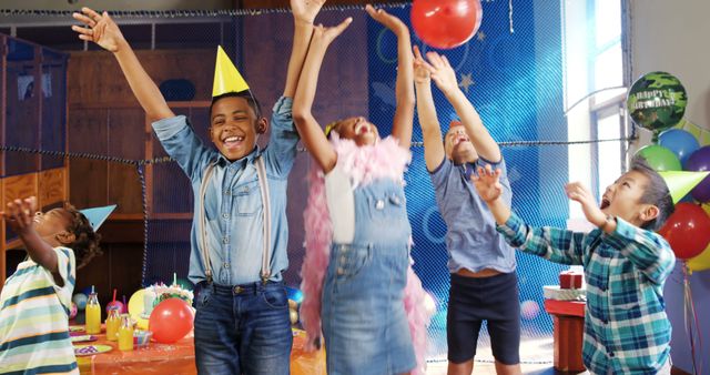 Children Celebrating Birthday Party with Balloons and Laughter - Download Free Stock Images Pikwizard.com