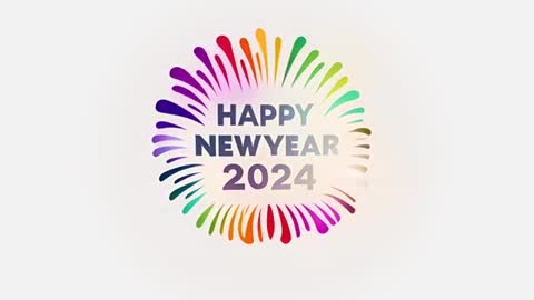 Colorful 2024 New Year Greeting with Dynamic Splash Design