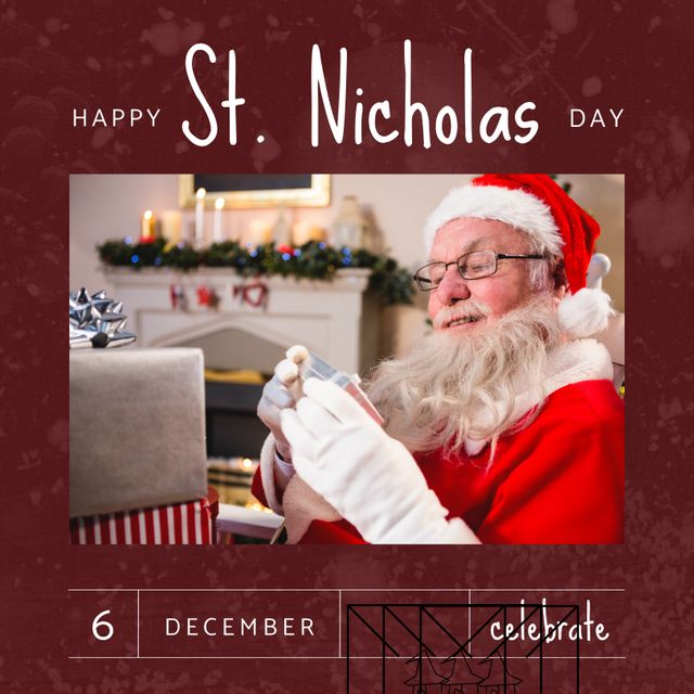 Santa Claus Celebrating St. Nicholas Day with Presents - Download Free Stock Templates Pikwizard.com