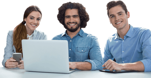 Diverse team collaborating with transparent background