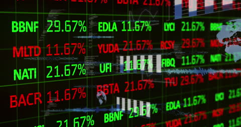 Digital Concept of Financial Data Processing on Black Background