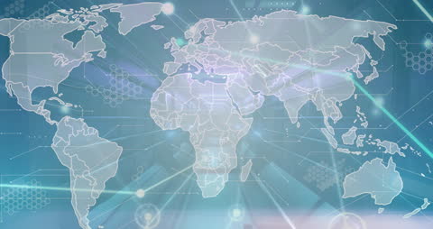 Global Digital Connections on Abstract World Map