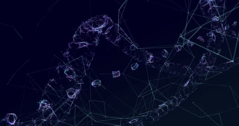 Futuristic DNA Strand with Digital Plexus Connections