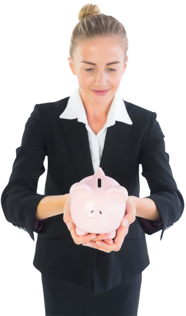 Transparent Businesswoman Holding Piggy Bank for Savings Illustration - Download Free Stock Videos Pikwizard.com