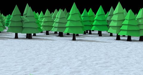 Digital Winter Forest Landscape with Stylized Fir Trees