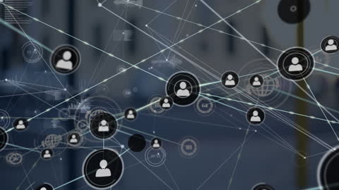 Digital Network of People and Data Interaction Concept