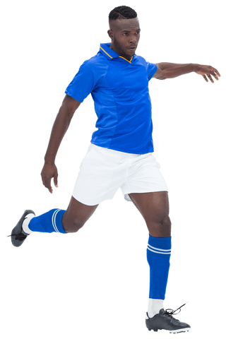 African American Male Football Player in Motion on Transparent Background