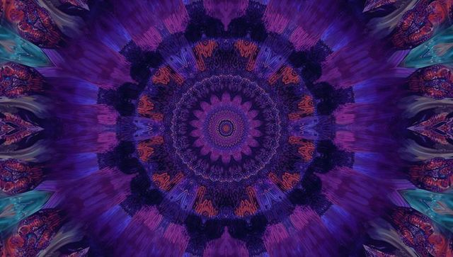 Psychedelic Kaleidoscope with Vibrant Concentric Swirls in Blue and Purple
