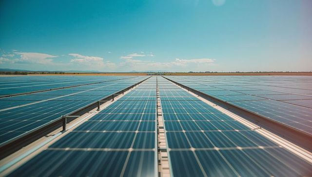 Expansive solar farm under clear skies for renewable energy solutions
