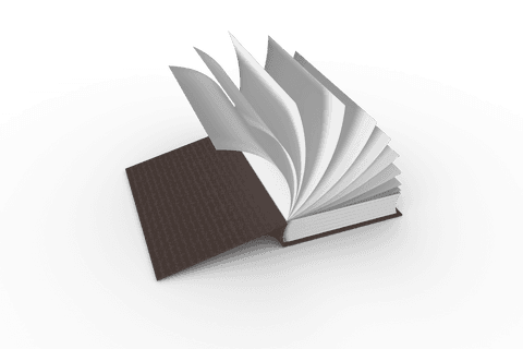 Digital book with white pages illustration on transparent background