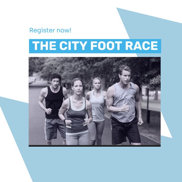 Group of Athletes Running in City Foot Race Event Promo - Download Free Stock Templates Pikwizard.com