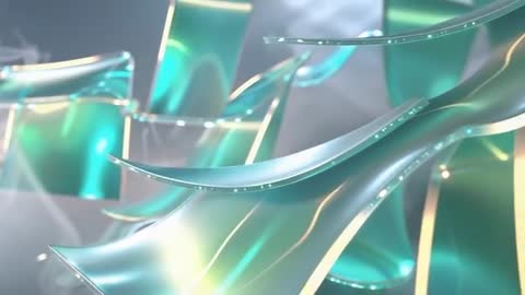 Abstract Futuristic Design with Rotating Teal Ribbons