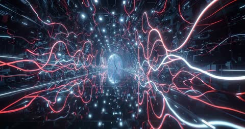 8K Futuristic AI-Generated Digital Tunnel with Neon Energy