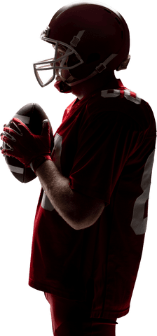 Young athlete holding football with transparent shadow