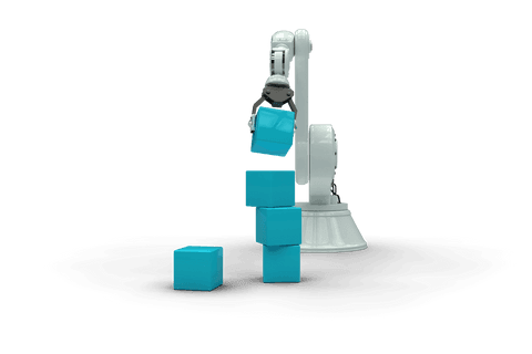 transparent robotic arm stacking blue cubes - Download Free Stock Videos Pikwizard.com