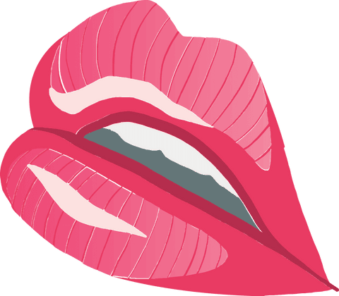 Pink lips illustration on transparent background for beauty design