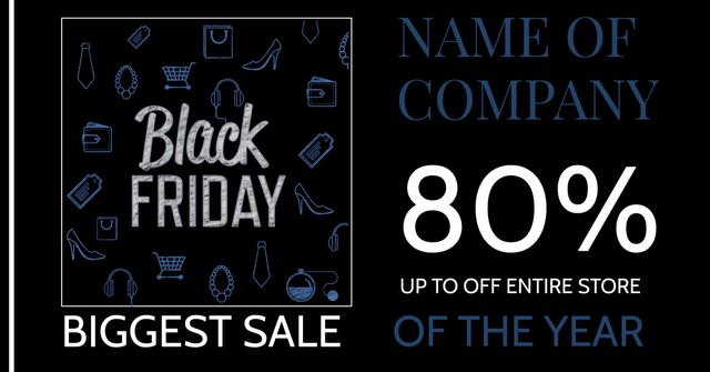 Modern Black Friday Sale Promo with 80 percent Discount Highlight - Download Free Stock Templates Pikwizard.com