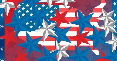 Patriotic American Flag and Stars with USA Map