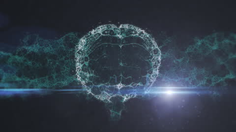 Digital Brain Hologram with Electrifying Light Patterns