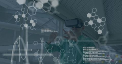 Caucasian Businesswoman using VR for Data Analysis in Modern Office - Download Free Stock Images Pikwizard.com