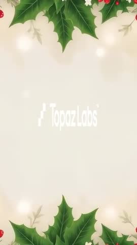 Animating holly border with soft bokeh and beige logo reveal space for vertical video