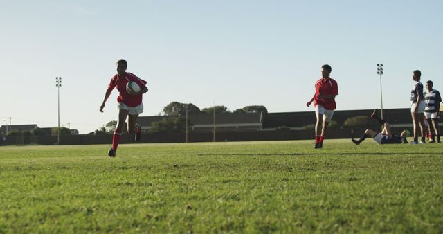 Rugby Players Competing on Green Field During Daytime - Download Free Stock Images Pikwizard.com