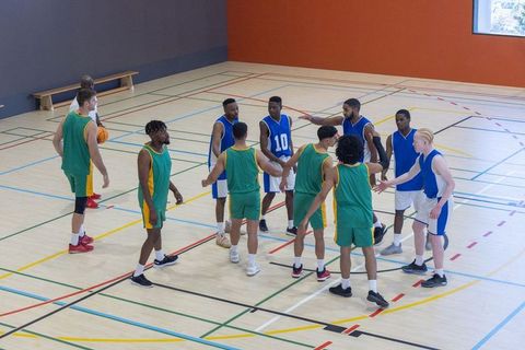 Male Basketball Players Shaking Hands Before Game