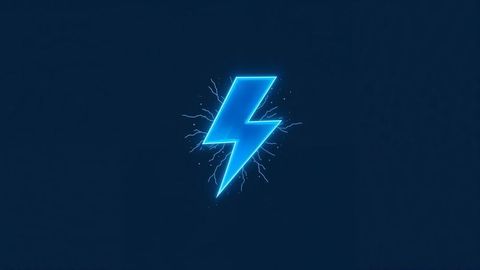 Glowing Blue Lightning Bolt On Dark Background