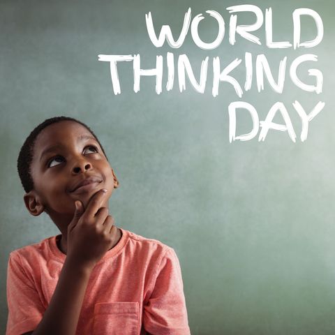 thoughtful young boy celebrating world thinking day - Download Free Stock Templates Pikwizard.com