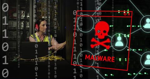 Cybersecurity specialist analyzing malware threat