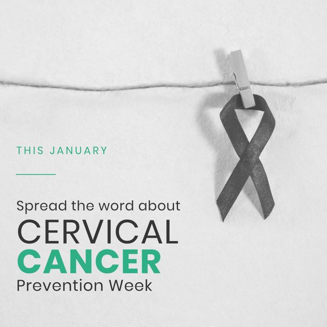 Cervical Cancer Awareness Week with Black Ribbon - Download Free Stock Templates Pikwizard.com