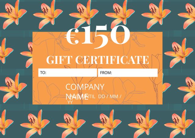 Orange Lily-Themed Gift Certificate for Spas or Gardening - Download Free Stock Templates Pikwizard.com