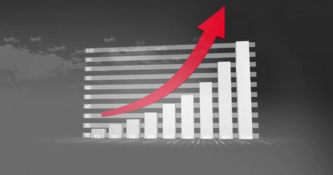 Business Growth Chart with Upward Trend Arrow and Cloudy Sky - Download Free Stock Images Pikwizard.com