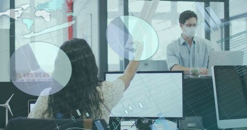 Masked Professional Analyzing Data in Modern Office