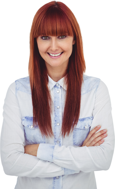 Transparent Portrait of Smiling Hipster Woman with Red Hair and Folded Arms - Download Free Stock Videos Pikwizard.com