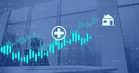 Digital Financial Data against Office Background