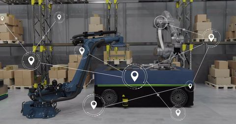 network connections in robotic warehouse automation concept - Download Free Stock Images Pikwizard.com