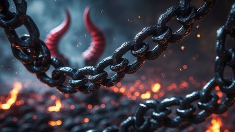 Metal Chains and Fiery Embers in Infernal Landscape - Download Free Stock Images Pikwizard.com
