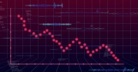 Futuristic digital graph on magenta grid background