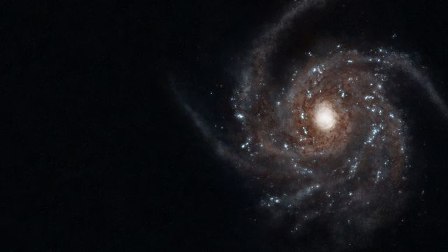 Artistic rendering of a spiral galaxy showcasing a bright central core and spread-out spiral arms filled with stars. Suitable for use in educational materials about astronomy, science publications, space-related articles, and documentaries to illustrate cosmic phenomena.