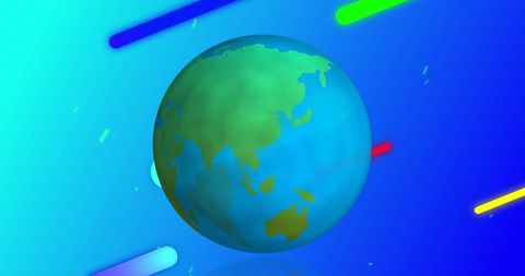 Colorful abstract globe with digital tech elements