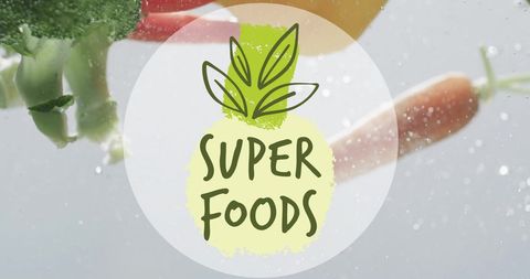 Super Foods Concept with Fruits and Vegetables Under Water