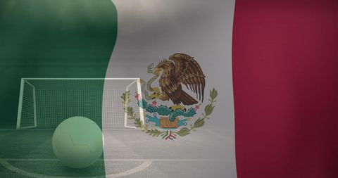 Mexico flag waving over football in stadium for world cup fever