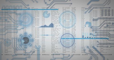 Abstract Digital Interface with Scanning Circuits and Data Tables - Download Free Stock Images Pikwizard.com