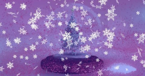 Snow Fall Over Snow Globe on Vibrant Blue Background