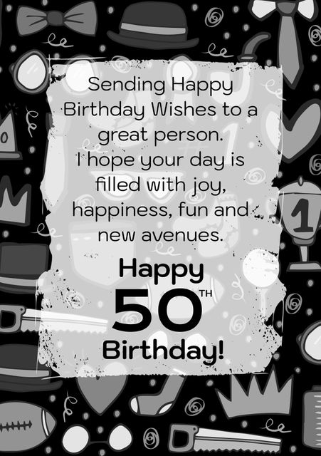 Happy 50th Birthday Celebration Card with Festive Design - Download Free Stock Templates Pikwizard.com