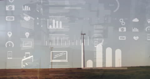 Digital Data Over Wind Turbine Eco-Future Concept